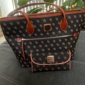 Dooney & Bourke Black and Tan Tote Bag